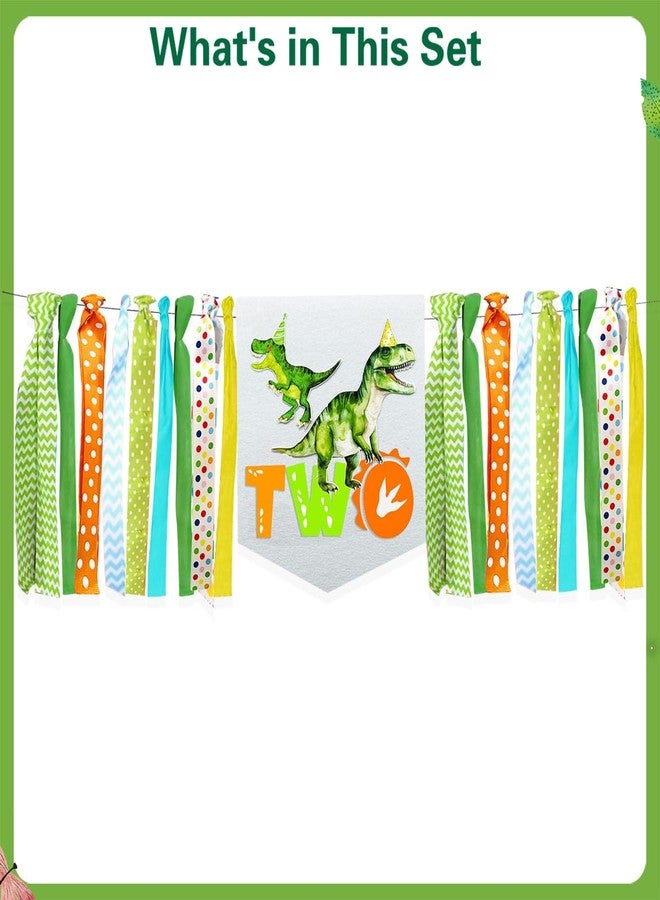 BIGKEOKI Dinosaur Birthday Party Supplies Two Rex Birthday Decorations Boy Watercolor Trex Dinosaur Tableware Set Balloon Garland Balloon Boxes Highchair Banner Glitter Banner Crown Backdrop TableCloth - Image 5